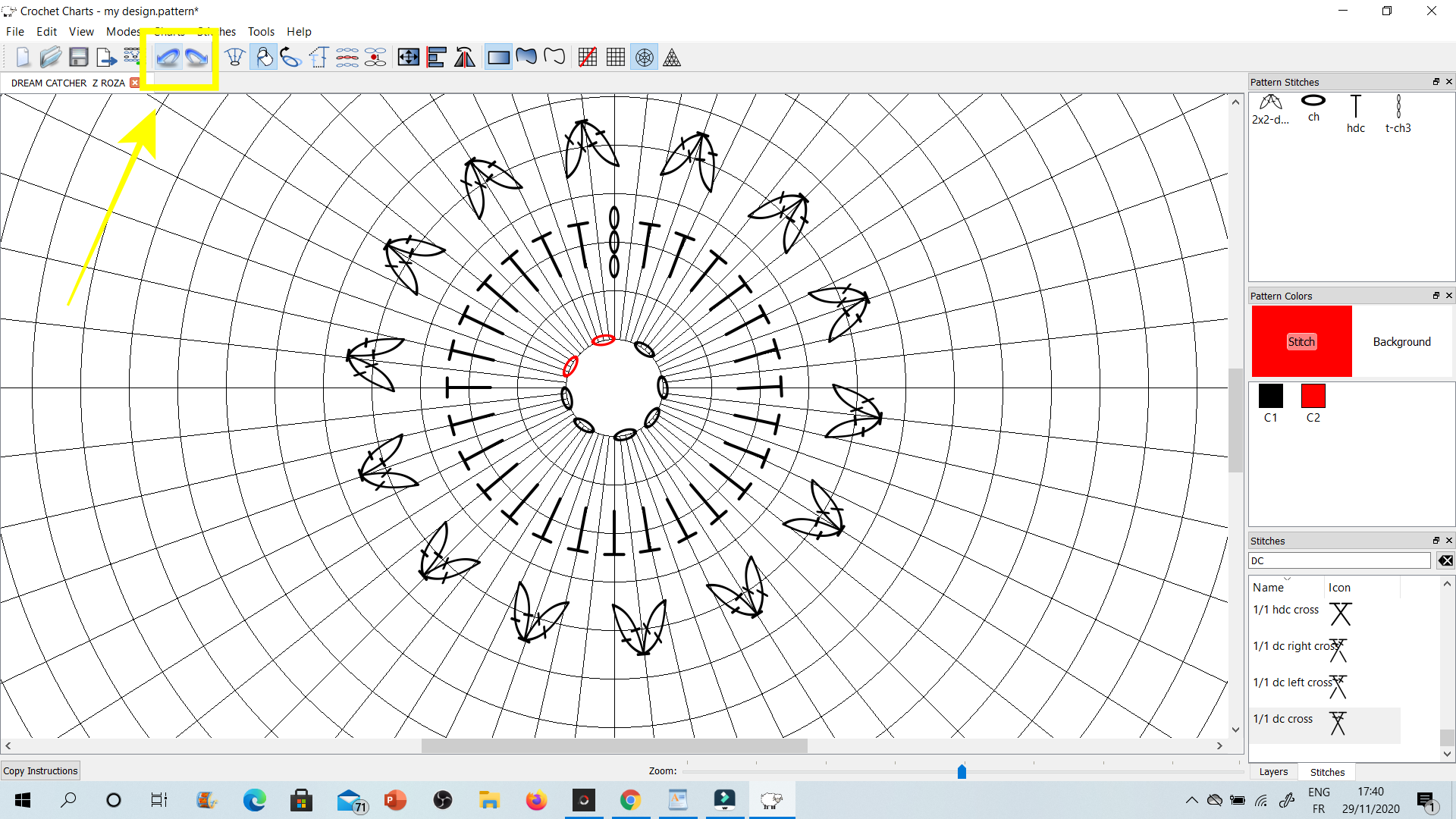 CROCHET CHARTS - program graficzny, w którym w prosty sposób przygotowuję rozpiski szydełkowych wzorów.
