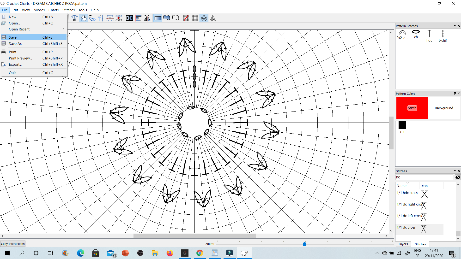 CROCHET CHARTS - program graficzny, w którym w prosty sposób przygotowuję rozpiski szydełkowych wzorów.